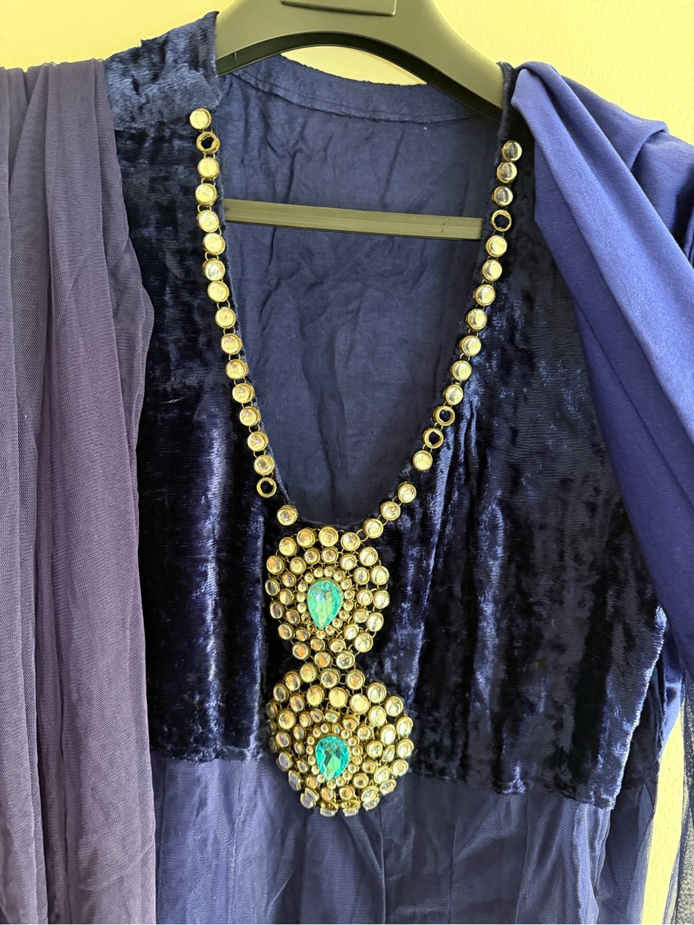 Women’s Elegant Royal Blue Anarkali with Embellished Trim - Picture 5 of 7